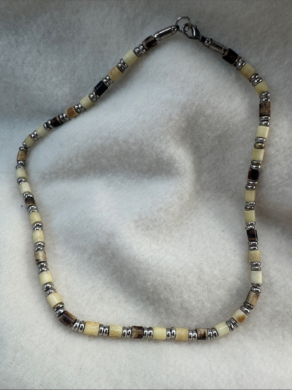 Handcrafted Cream & Brown Beaded Necklace - Unbranded